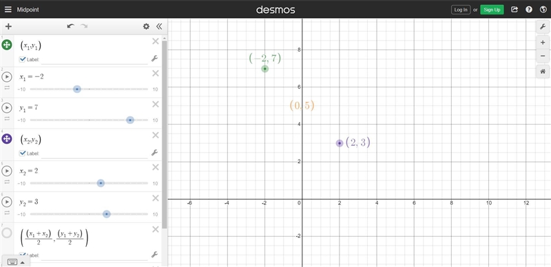 Please helppppp!! Find the midpoint of the segment with the following end points (-2,7) and-example-1