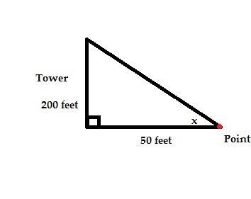 A tower is 200 feet tall. To the nearest degree, find the angle of elevatio n from-example-1