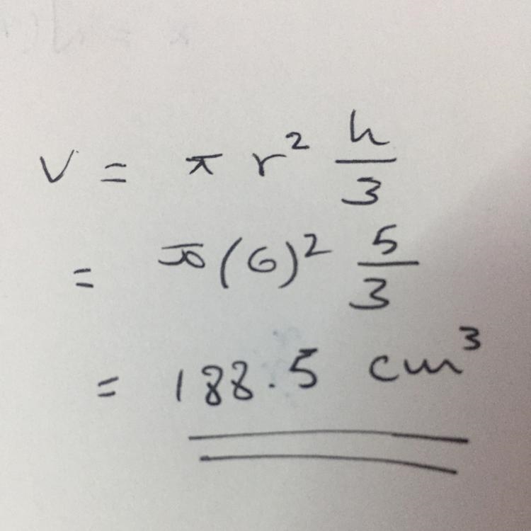 A paper cup in the shape of a cone has a radius of 6 cm and is 5 cm high. What is-example-1