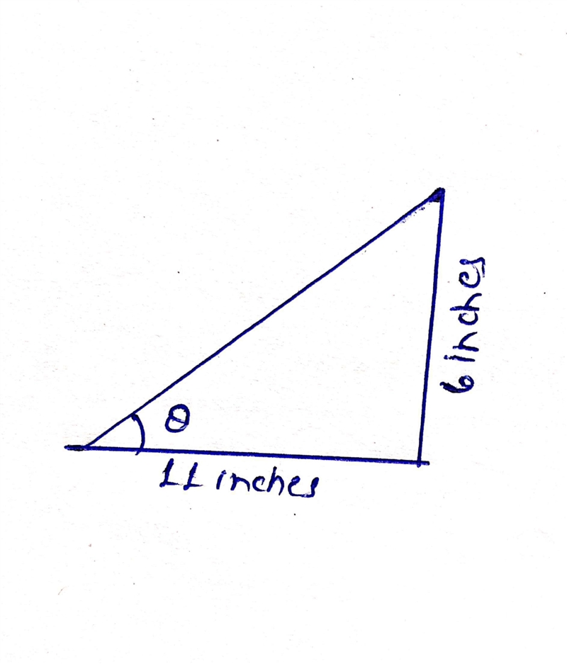 The legs of a right triangle measure 6 inches and 11 inches. What is the measure of-example-1