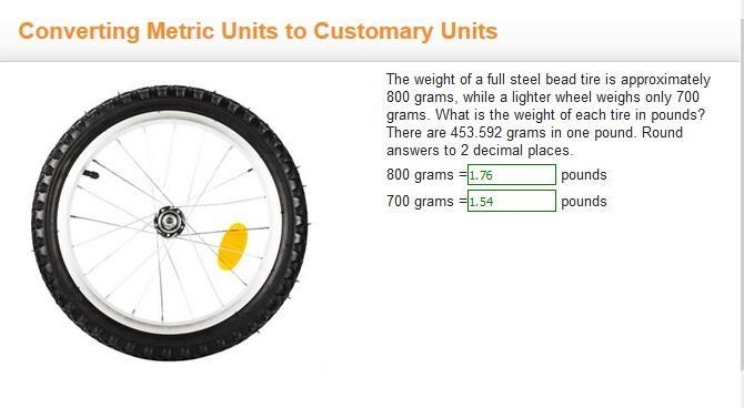 The weight of a full steel bead tire is approximately 800 grams, while a lighter wheel-example-1