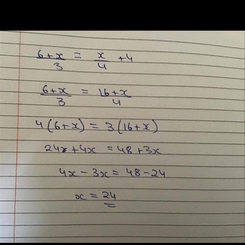 I think of a number. If I divide the sum of 6 and the number by 3, the result is 4 more-example-1