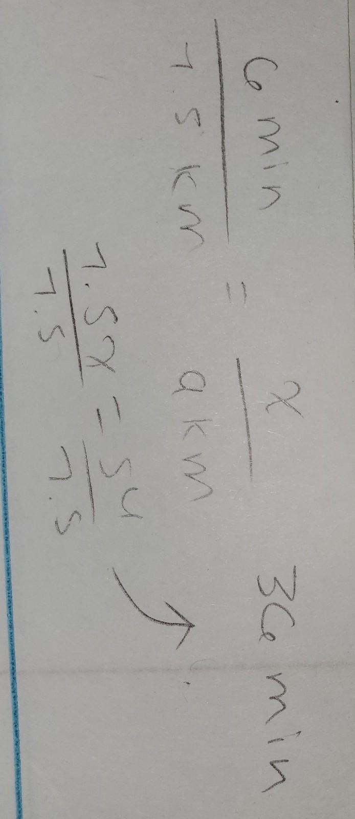 It takes billy 6 minutes to walk 1.5 km. How long will it take billy to walk 9km?-example-1