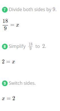 15 – 4(x – 3) = 5x + 9 I need the answer with work shown-example-2