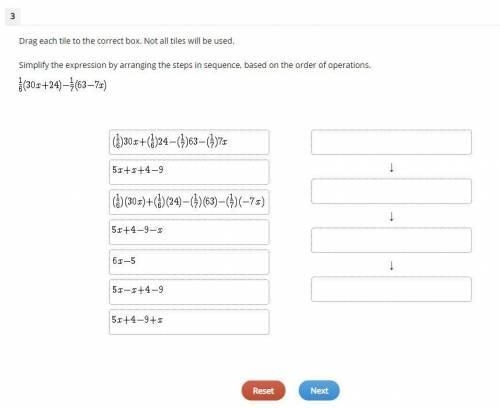 Drag each tile to the correct box. Not all tiles will be used. Simplify the expression-example-1
