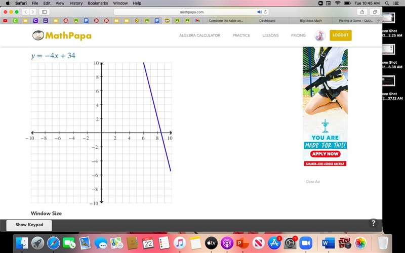 Complete the table and then graph the function.y= -4x + 34-example-1