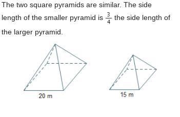 The two square pyramids are similar. The side length of the smaller pyramid is the-example-1