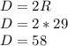 A circle has area 841R cm2. What is the diameter? a. 29 pi cm c. 58 cm b. 29 cm d-example-2