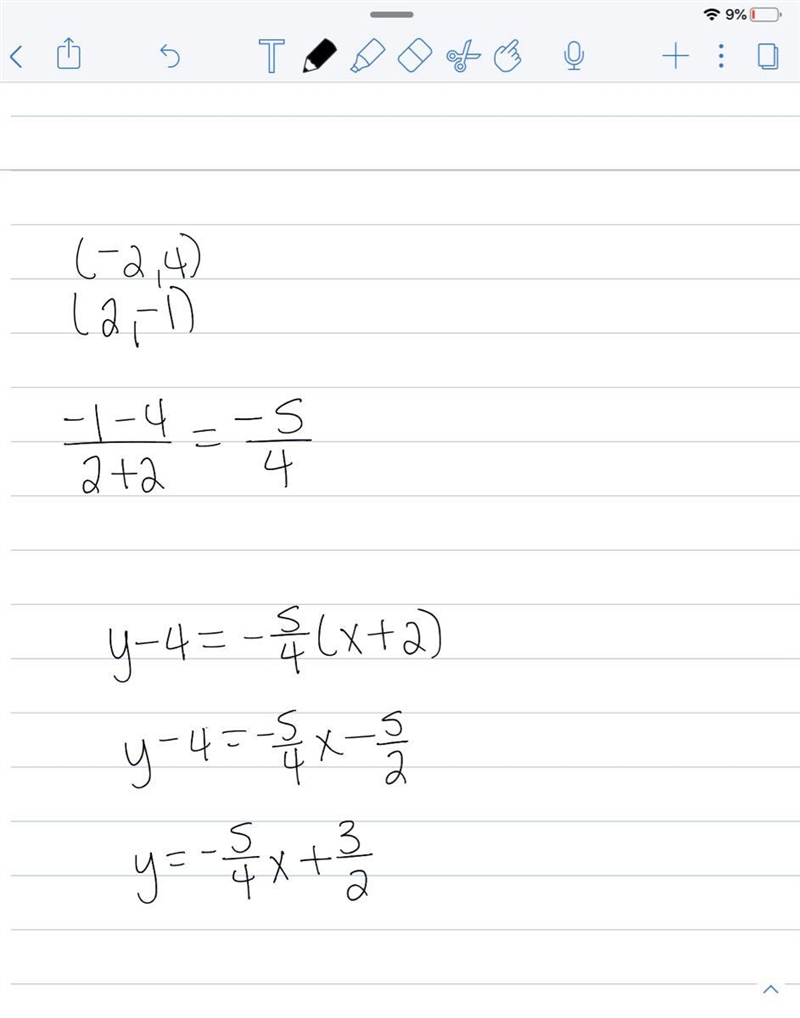 A. y= -4/5x+ 5/4 B. y= -4/5x+ 3/2 C. y= -5/4x+ 3/2 D. y= -5/4x+ 5/4-example-1