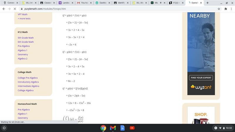 If ((x) = 3x - 9 and g(x) = 2x + 13, what is the value of x when f(x) = g(x).-example-1