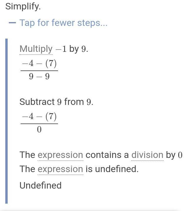 What is the slope of the line going through (9,7) and (9,-4)-example-2