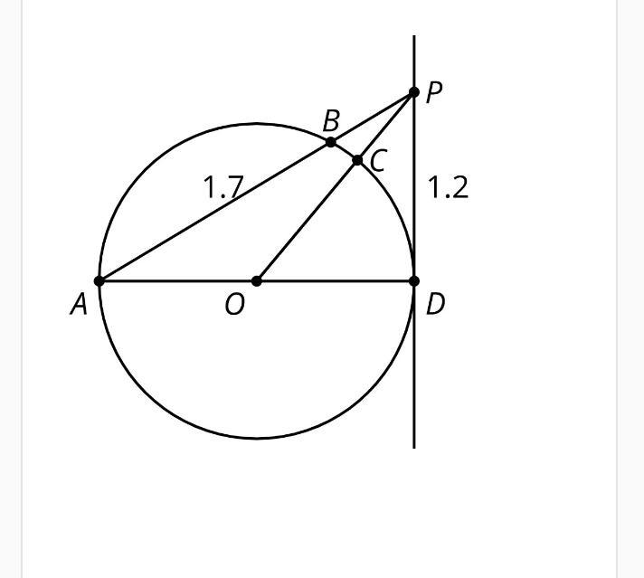 Line PD is tangent to a circle of radius 1 inch centered at O. The length of PD is-example-1