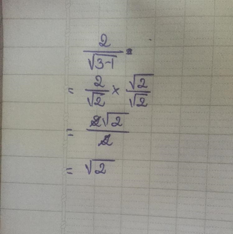 Rationalize the denominator of 2/√3−1 Please give step by step answer-example-1