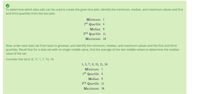 Select ALL the correct answers, Which data sets could be used to create the box plot-example-3