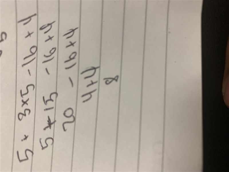 Evaluate the following. 5 + 3x5-16 + 4-example-1