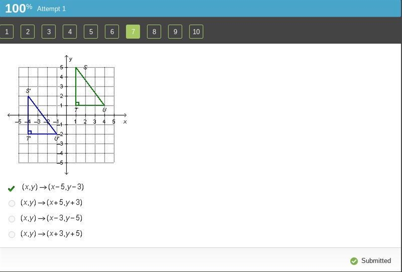 To form the image, the pre image moved five units right and three units up two units-example-1