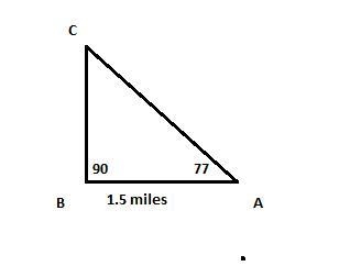 You are walking near a river. While standing at A, you measure an angle of 90° between-example-1