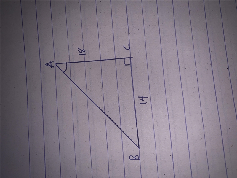 What is the approximate degree measure of angle A in the triangle below? Right triangle-example-1