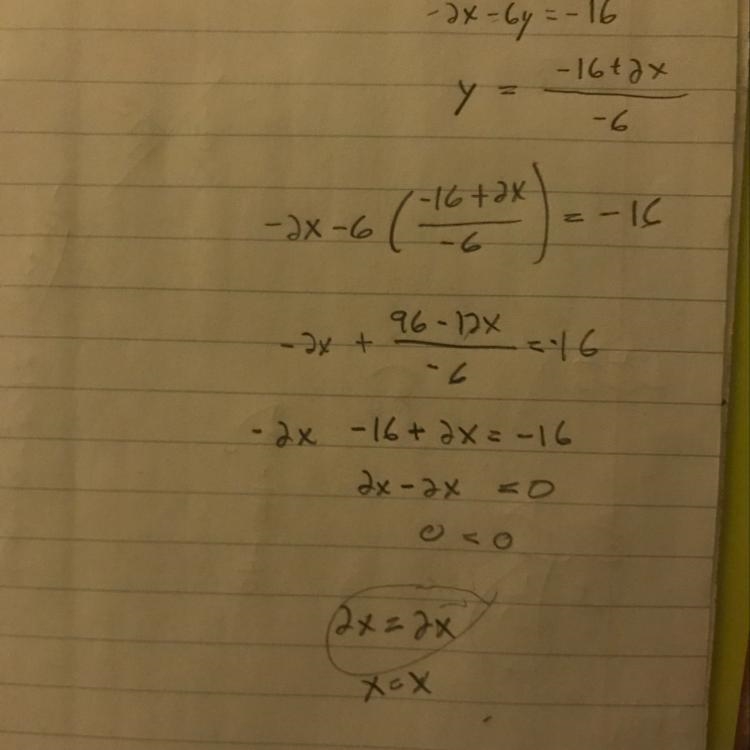 System equations -2x-6y=-16-example-1