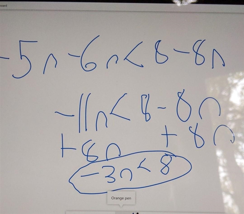 -5n - 6n < 8 - 8n - Simplify. Show work please.-example-1