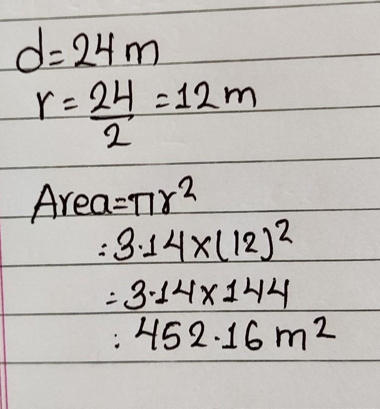 What is the area of the circle below? (Hint: you need to find the radius first) A-example-1