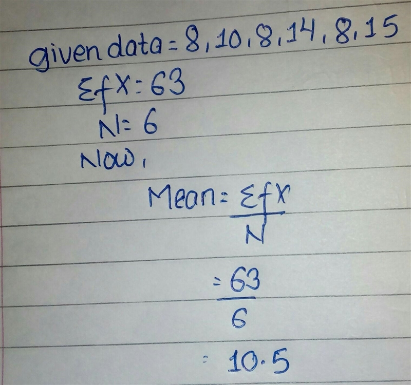 Calculate the mean of the number set: 8, 10, 8, 14, 8, 15-example-1