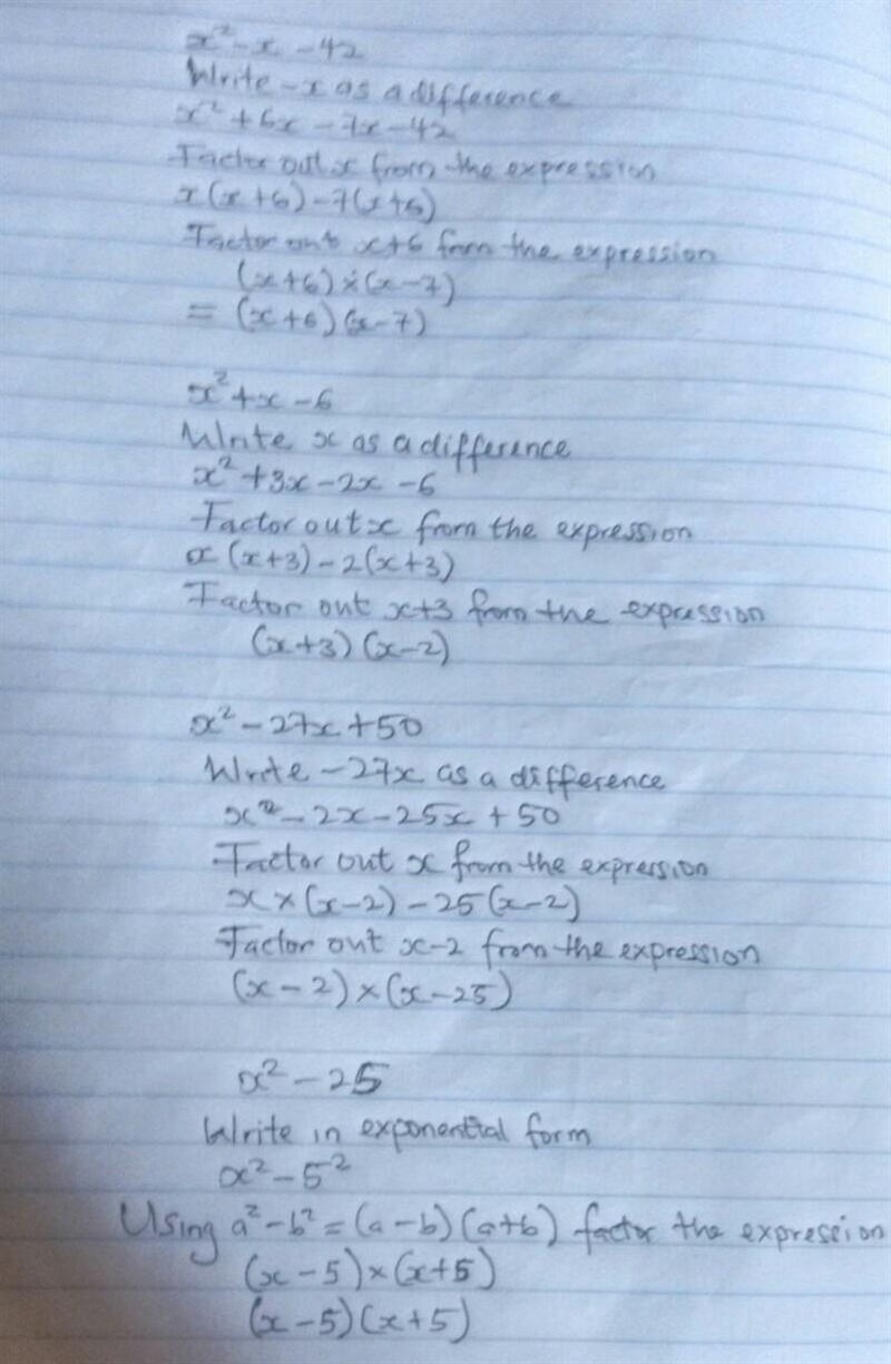 Factorise the following quadratic equations ​-example-1