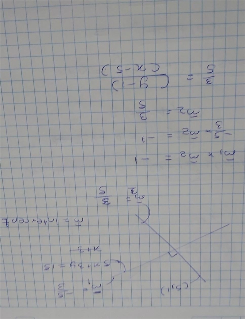 Write an equation of the line passing through the point (5,1) that is perpendicular-example-1