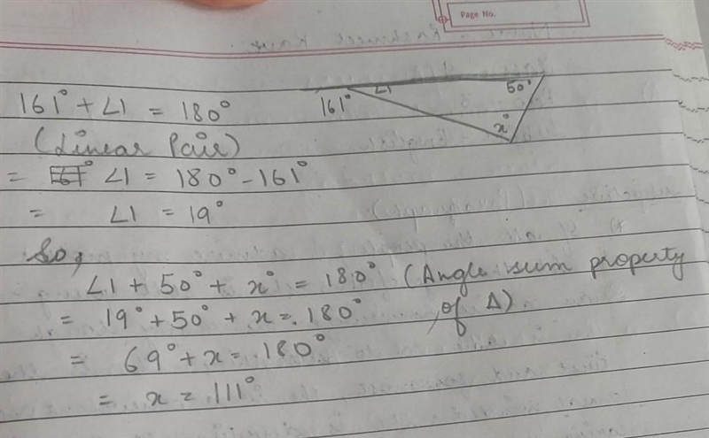 A side of the triangle below has been extended to form an exterior angle of 161°. Find-example-1