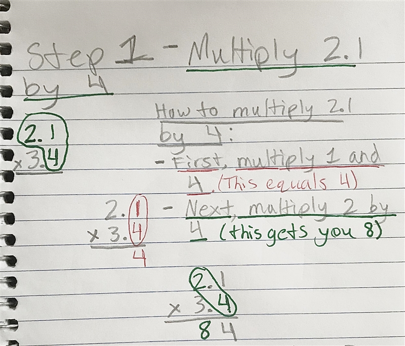 1. Find the product of 2.1 and 3.4.-example-1