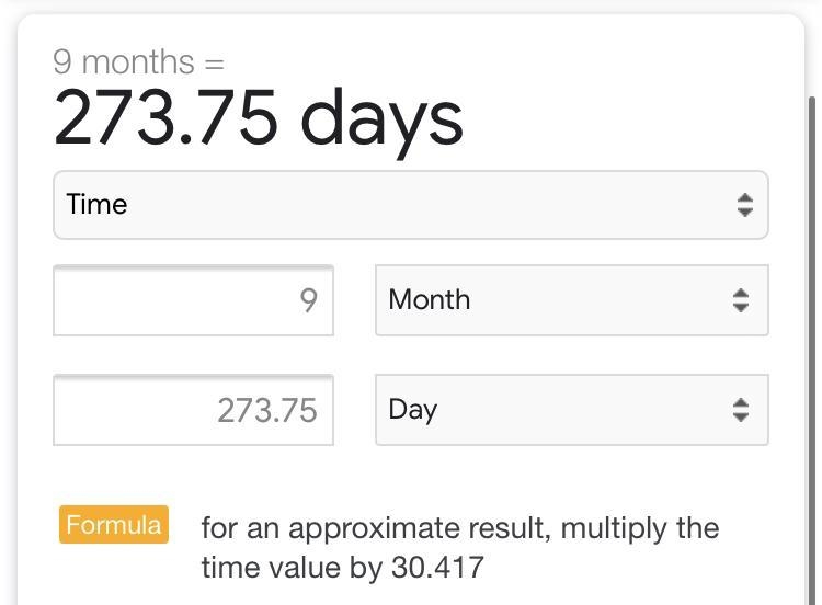 Convert 9 months into days-example-1