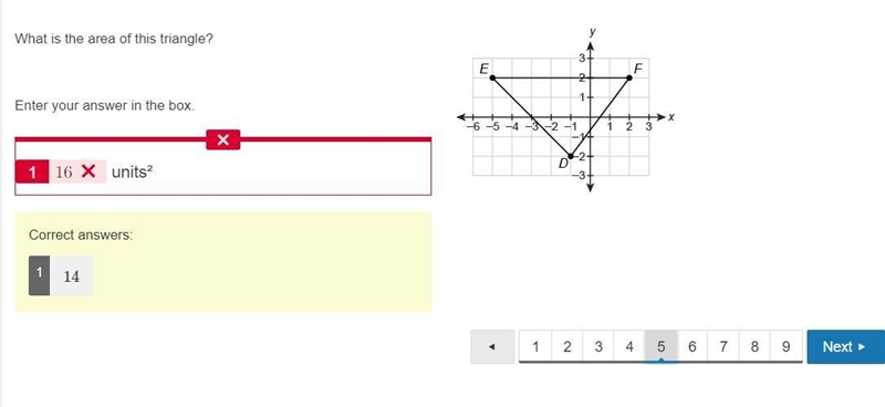 What is the area of this triangle? Enter your answer in the box. units² A triangle-example-1