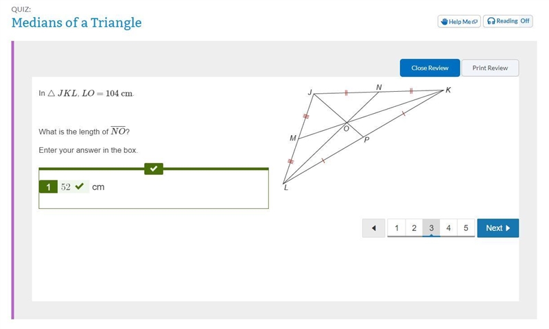 In △JKL, ​LO=104 cm​. What is the length of NO¯¯¯¯¯¯? Enter your answer in the box-example-1