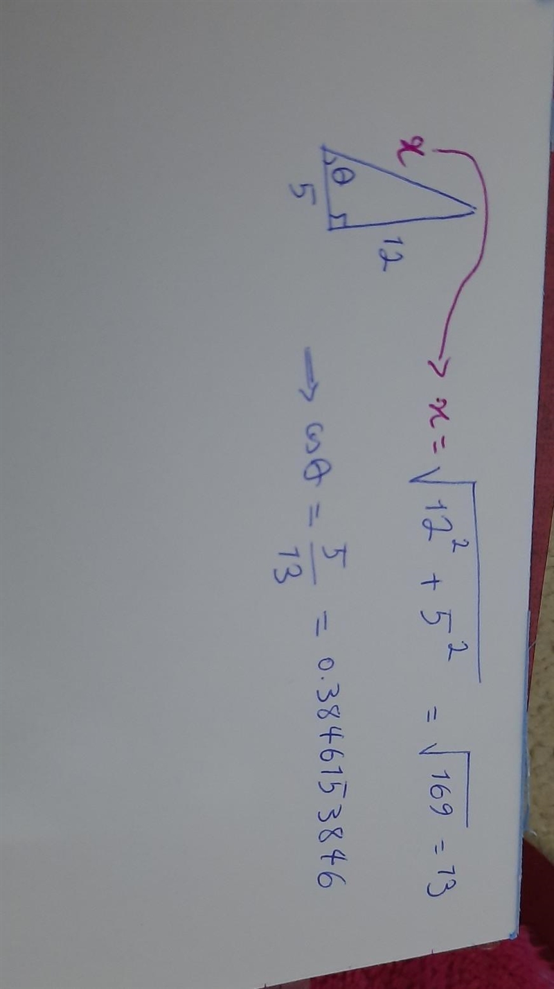 Find cos0 where 0 is the angle shown. Give an exact value, not a decimal approximation-example-1