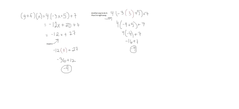 F(x) = -3x + 5 g(x) = 4x + 7 Find (g o f)(3)-example-1