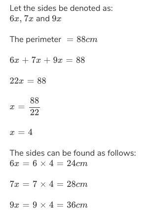 The lengths of the sides of a triangle are in the extended ratio 7:9:10. The primeter-example-1