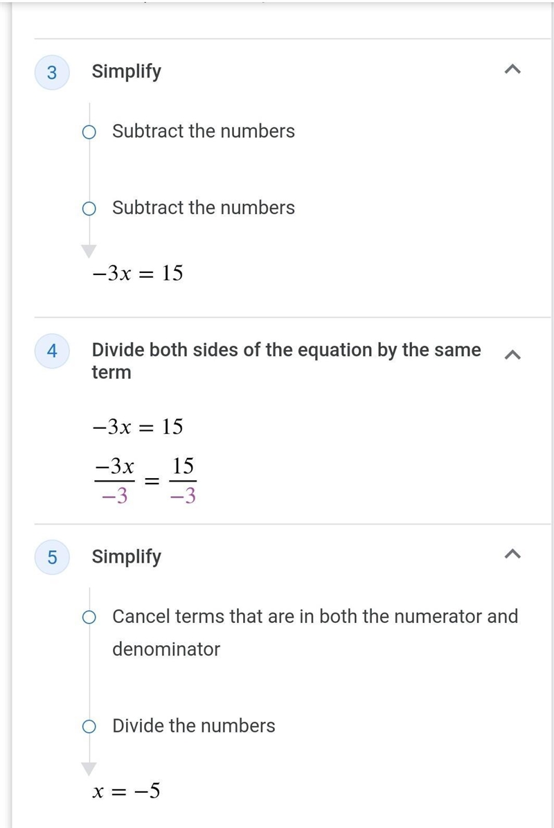 What is the x for -3(x-8) = 39-example-2