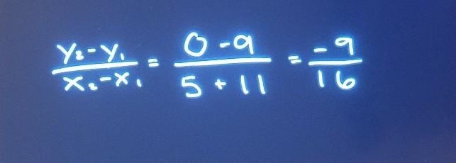 (-11,9), (5,0) Find the slope of the line through each pair of points-example-1