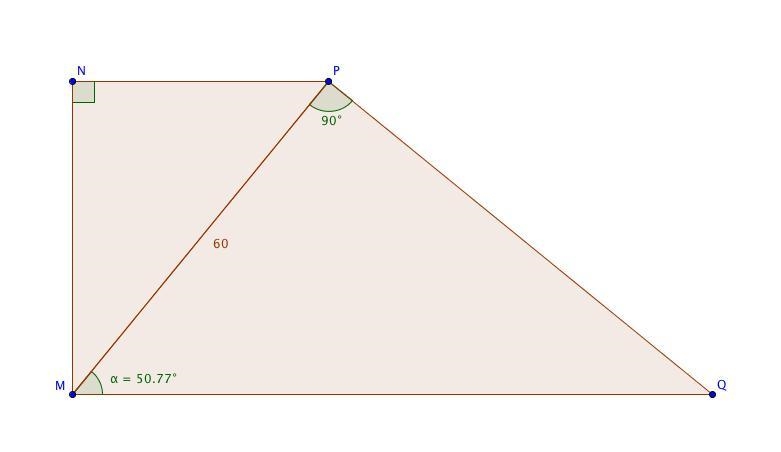 In right trapezoid MNPQ MQ ∥ NP , MN ⊥ NP , the diagonal is perpendicular to the leg-example-1