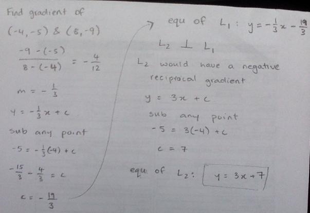 Find an equation for the perpendicular bisector of the line segment whose endpoints-example-1