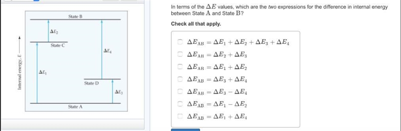 In terms of the δe values, which are the two expressions for the difference in internal-example-1