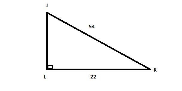 In ΔJKL, the measure of ∠L=90°, KL = 22 feet, and JK = 54 feet. Find the measure of-example-1