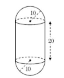 The solid shown is constructed from a cylinder and two hemispheres with dimensions-example-1