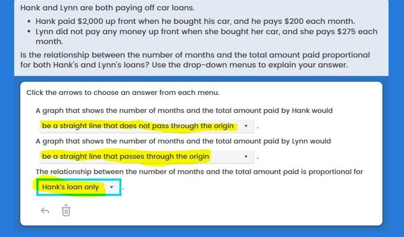 Hank and Lynn are both paying off car loans. • Hank paid $2,000 upfront when he bought-example-1