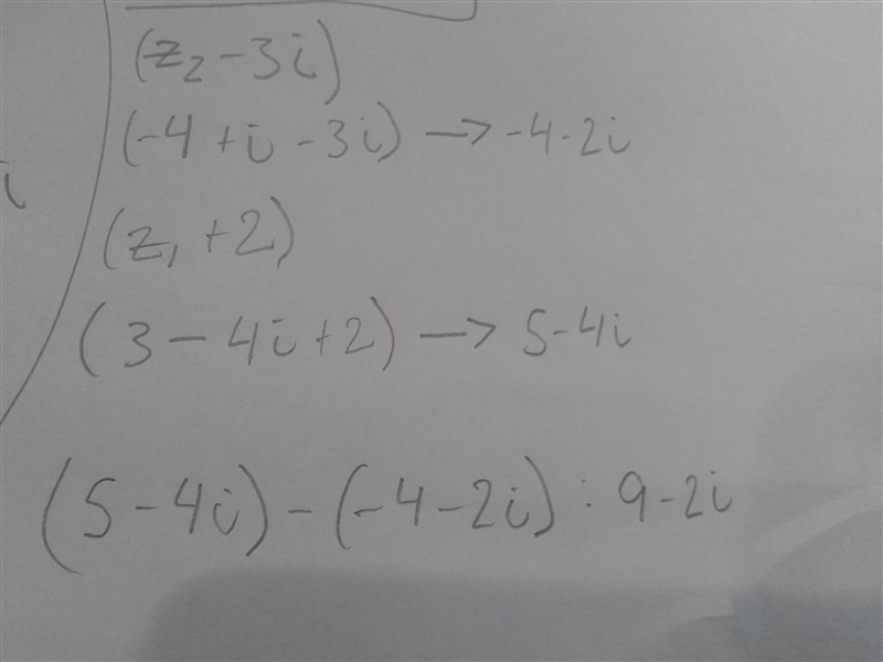 Which expression is the result of subtracting (Z2-3i) from (Z1 + 2)? A B C D-example-1