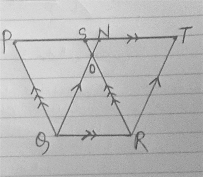 Area 12. a. The parallelograms PQRS and QRTN stand on the same base QR and between-example-1