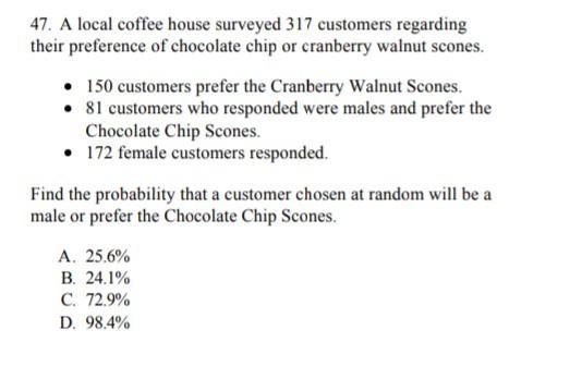 A local coffee house surveyed 317 customers regarding their preference of chocolate-example-1