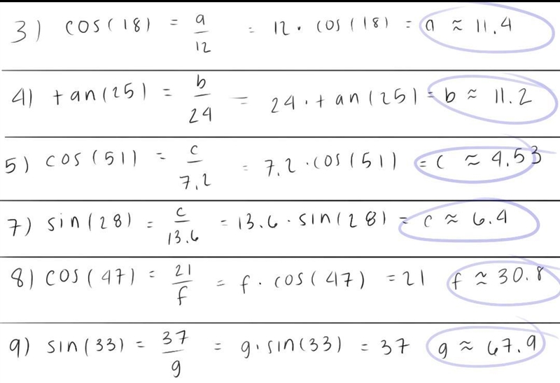 For each triangle below find the side that marked with the letter Soh coh toa please-example-1