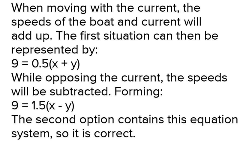 A motorboat travels 9 miles downstream (with the current) in 30 minutes. The return-example-1