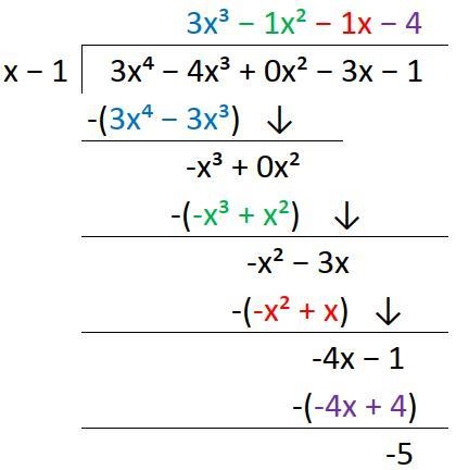 Divide 3x^4 - 4x^3 -3x -1 by x-1 Verify using division algorithm Steps please thanks-example-1